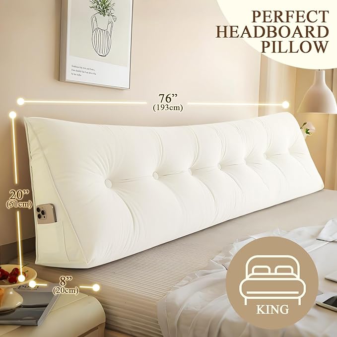 Headboard Pillow King, Large Triangular Wedge Headboard Pillow - Image 3