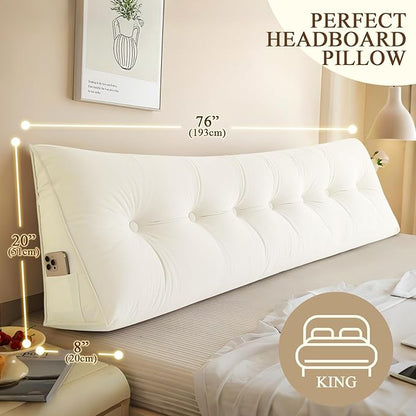 Headboard Pillow King, Large Triangular Wedge Headboard Pillow - Image 3