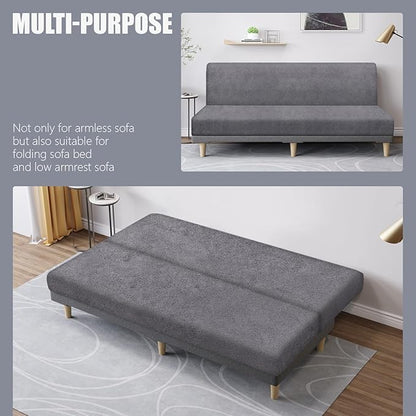 molasofa Leather Like Stretch Futon Slipcover Armless Futon Bed Sofa Cover - Image 5