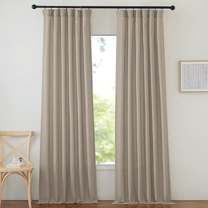NICETOWN Thick Flax Linen Living Room Curtains 108 inches Long, Pinch Pleated - Image 2