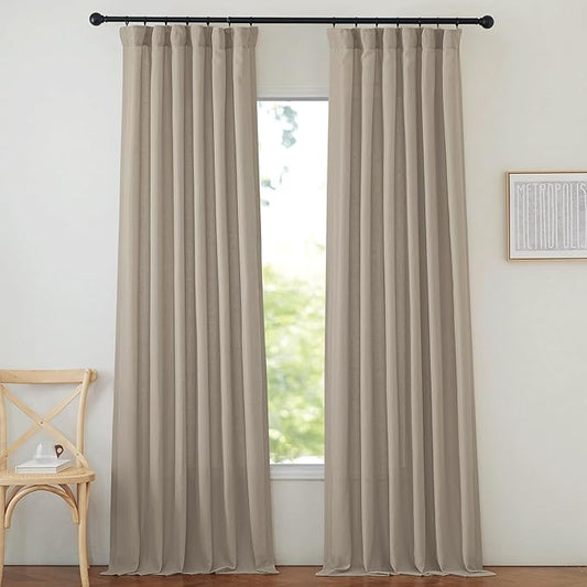 NICETOWN Thick Flax Linen Living Room Curtains 108 inches Long, Pinch Pleated by NICETOWN