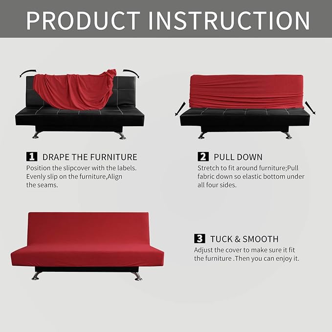 Easy-Going Stretch Futon Slipcover Armless Futon Bed Cover Furniture Protector - Image 6