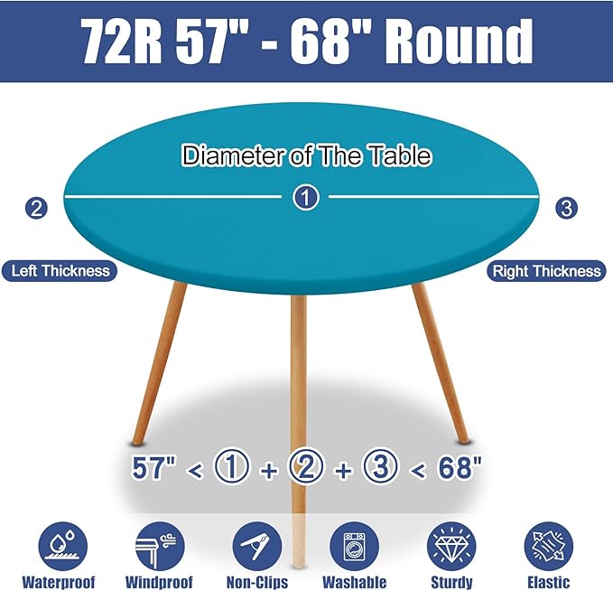 Round Spandex Tablecloth, Elastic Fitted Waterproof Tablecloths - Image 8