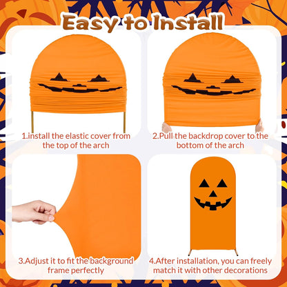 3 Pcs Halloween Arch Backdrop Cover Pumpkin 4ft 5ft 6ft
