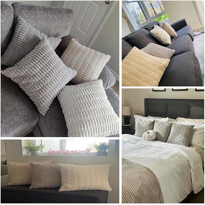 Fancy Homi 4 Packs Neutral Small Decorative Throw Pillow Covers 14x14 Inch - Image 7