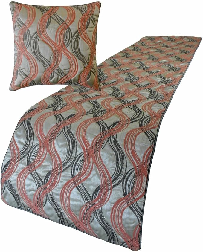 The HomeCentric King/Queen/Twin Orange Designer Full 68"x18" Bed Runner Without - Image 4