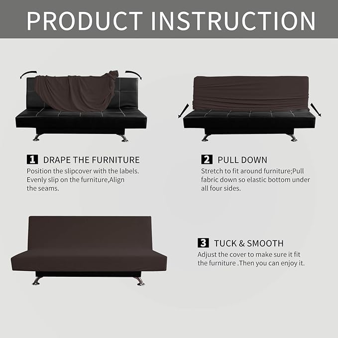 Easy-Going Stretch Futon Slipcover Armless Futon Bed Cover Furniture Protector - Image 6