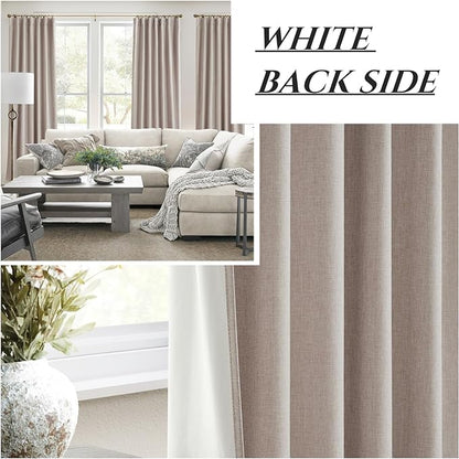 Flax Linen Curtains for Living Room 2 Panels Set, 8-3/4 ft Long Thick Burlap - Image 6