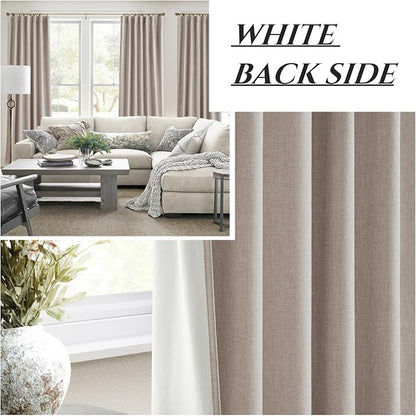 Thick Burlap 92 Inch Blackout Curtains 2 Panels Set - Image 6