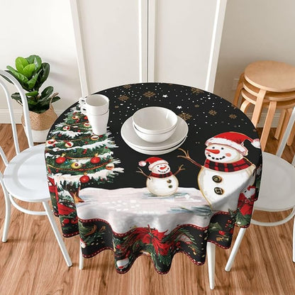 Christmas Snowman Round Tablecloth 60 Inch, Christmas Tree Decorations Round - Image 5