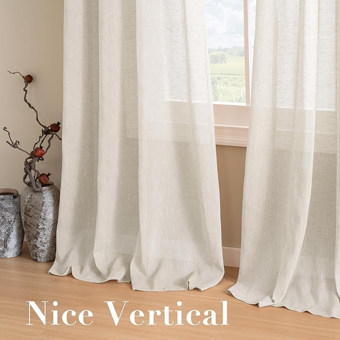 H.VERSAILTEX Linen Curtains Nickel Grommet Natural Linen Semi-Sheer Curtains 2 - Image 7