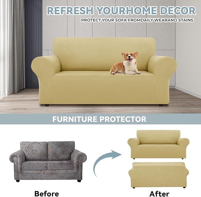 LURKA Stretch Loveseat Sofa Slipcovers 1 Piece Couch Covers - Image 3
