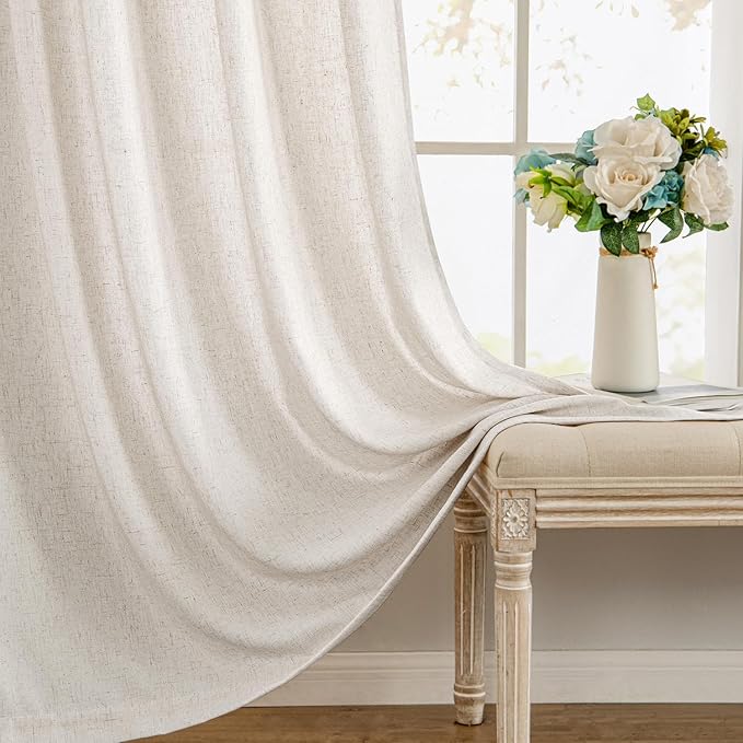 MIULEE Non-See-Through Privacy Linen Curtains 2 Panels, Light Filtering Window - Image 9