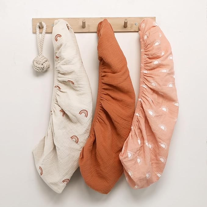 Gllquen Baby Muslin Bassinet Sheets 3 Pack, Breathable Elastic Cozy Fitted - Image 8
