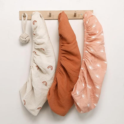 Gllquen Baby Muslin Bassinet Sheets 3 Pack, Breathable Elastic Cozy Fitted - Image 8