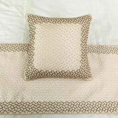 The HomeCentric King/Queen/Twin Ivory & Gold Decorative Twin 53"x18" Bed Runner - Image 2