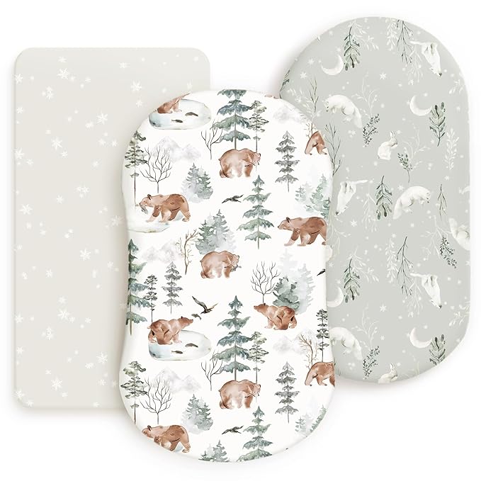 GRSSDER Stretchy Ultra Soft Fitted Bassinet Sheet Set 3 Pack, Universal Fit by BUYNOW