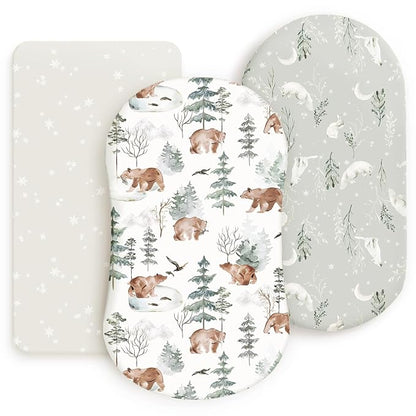 GRSSDER Stretchy Ultra Soft Fitted Bassinet Sheet Set 3 Pack, Universal Fit by BUYNOW