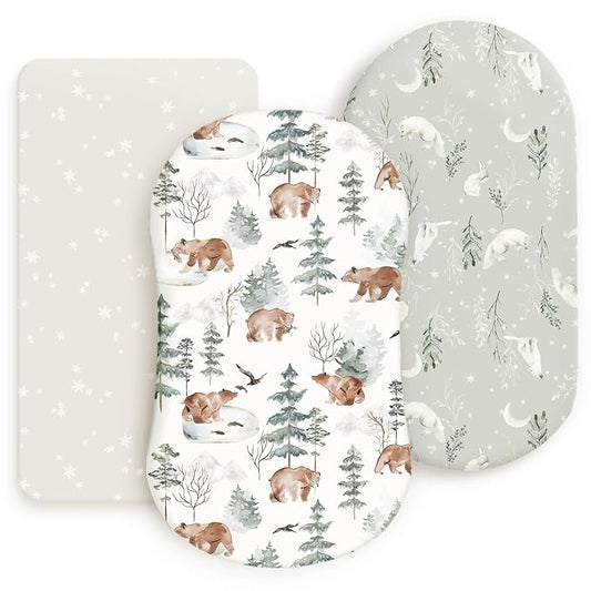 GRSSDER Stretchy Ultra Soft Fitted Bassinet Sheet Set 3 Pack, Universal Fit by BUYNOW