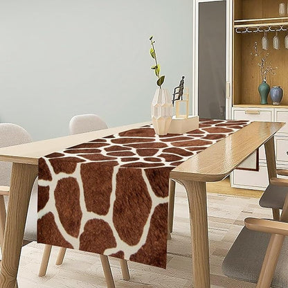 Giraffe Skin Print Table Runner Kids Wild Animals FurRustic Farmhouse Brown - Image 6