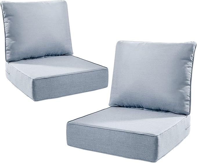 6" Thick Outdoor Cushions 22x24x6, 2-Set Deep Seat Patio Cushions by Pugire
