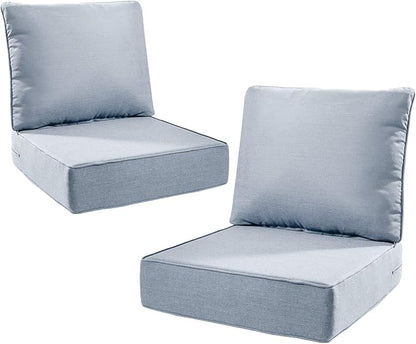 6" Thick Outdoor Cushions 22x24x6, 2-Set Deep Seat Patio Cushions by Pugire