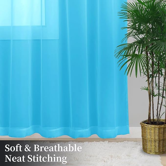 Sheer Curtains 63 Inches Long 2 Panels, Rod Pocket Short Curtain - Image 8