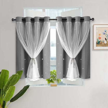 Kinryb Kids Blackout Curtains for Bedroom/Living Room/Classroom, Sheer Overlay by Kinryb