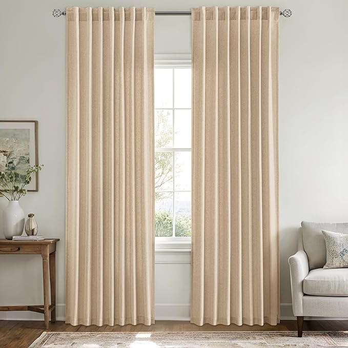 MIULEE Non-See-Through Privacy Linen Curtains 2 Panels, Light Filtering Window - Image 3