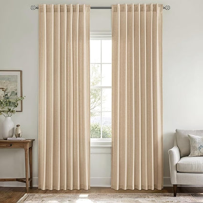 MIULEE Non-See-Through Privacy Linen Curtains 2 Panels, Light Filtering Window - Image 3