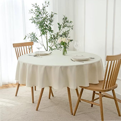 maxmill Round Linen Looking Textured Tablecloth Spill-Proof Wrinkle Free Soft by maxmill