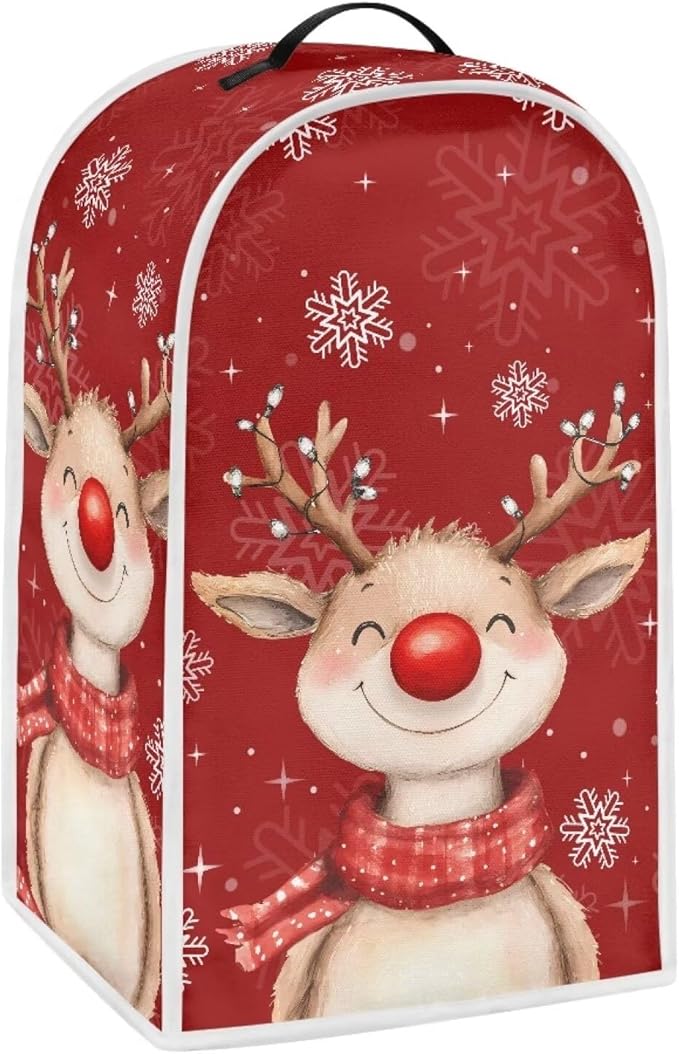 Christmas Blender Cover Elk Food Processor Dust Cover Red Xmas Kitchen Decor by HUISEFOR