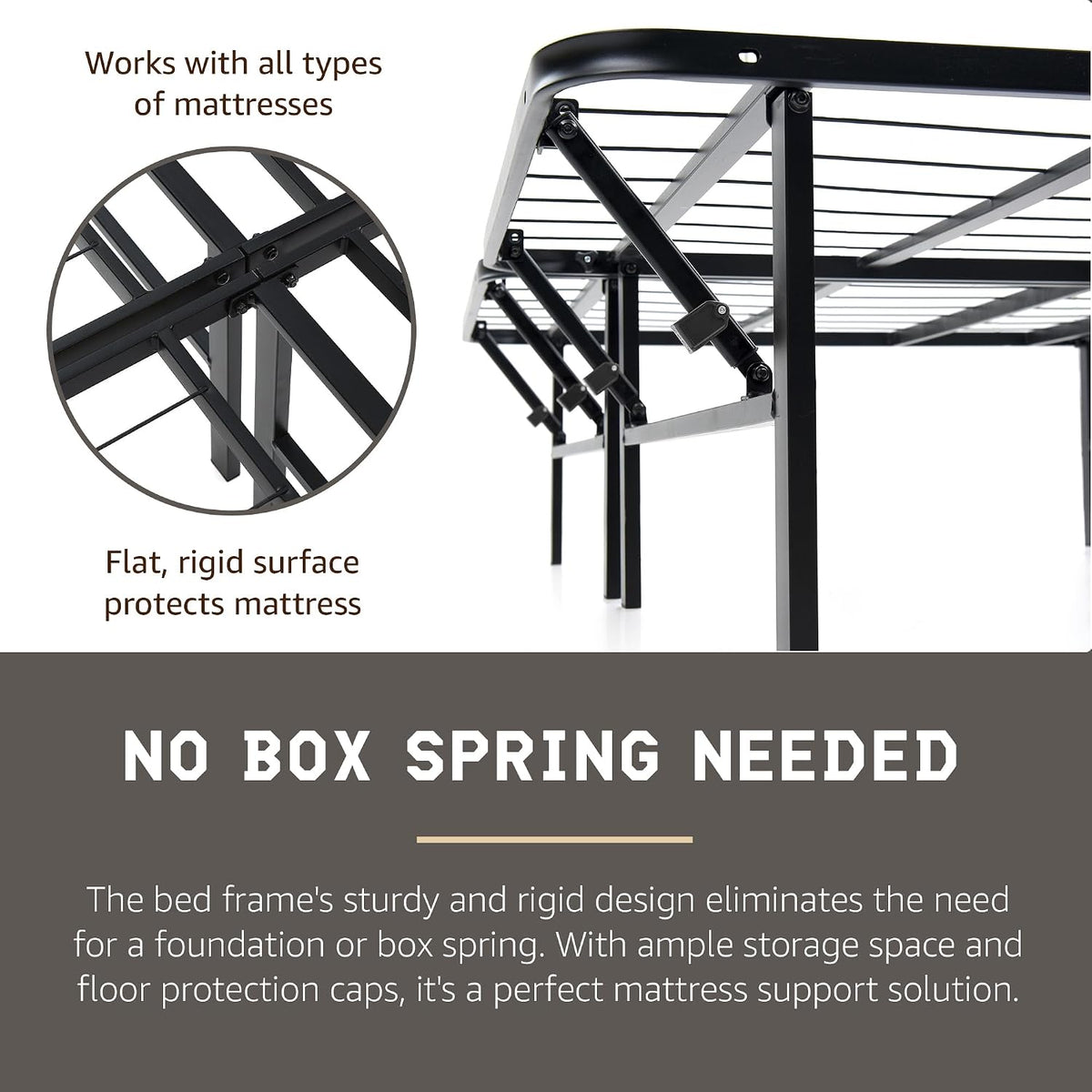 hercules 14 inch folding metal bed frame & on a desk or shelf