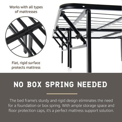 hercules 14 inch folding metal bed frame & on a desk or shelf