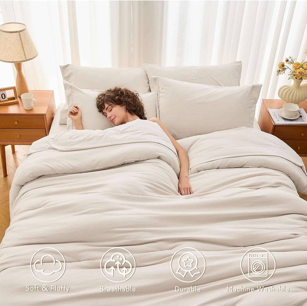 muxhomo queen comforter set 7 pieces, soft bed shown in use
