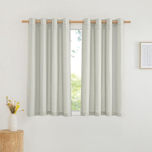 NICETOWN Thick Linen Short Grey Curtains Privacy Assured by NICETOWN