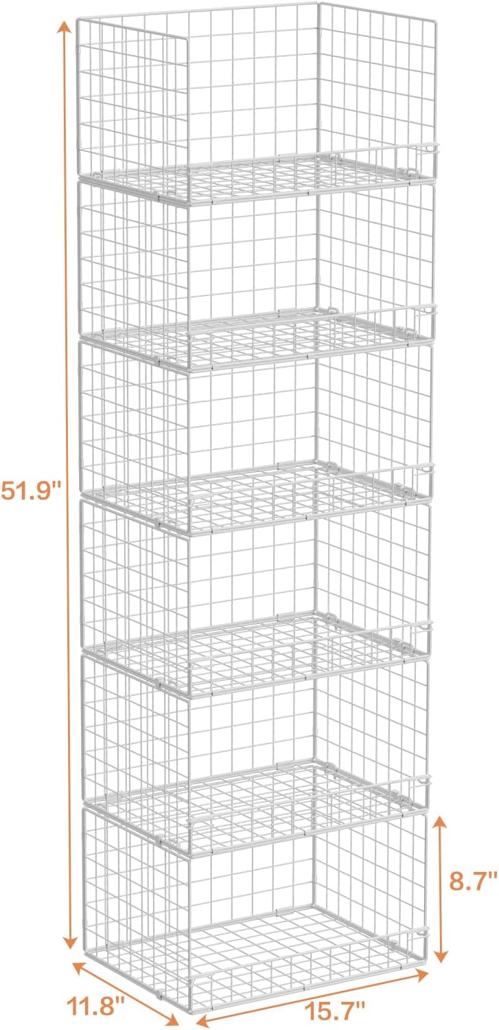 yociyoga 6-tier stackable closet organizers and storage shelves, close-up detail