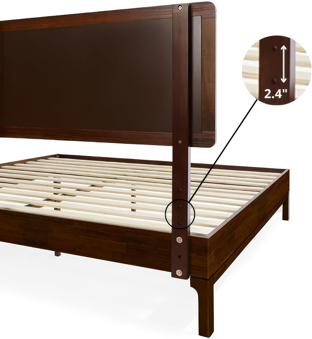 bme nipe king bohemian bedframe with adjustable wicker, close-up detail