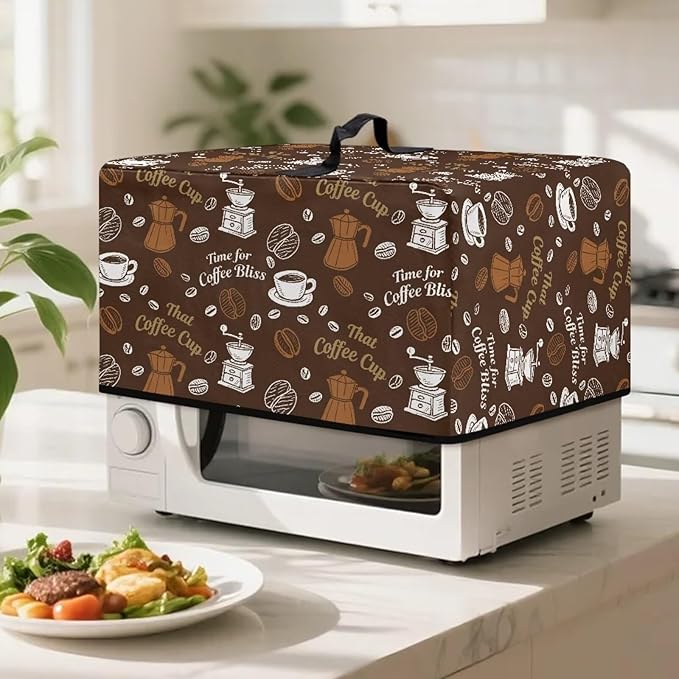 Microwave Oven Dust Cover, Coffee Heat-Resistant Waterproof Polyester Fabric - Image 3