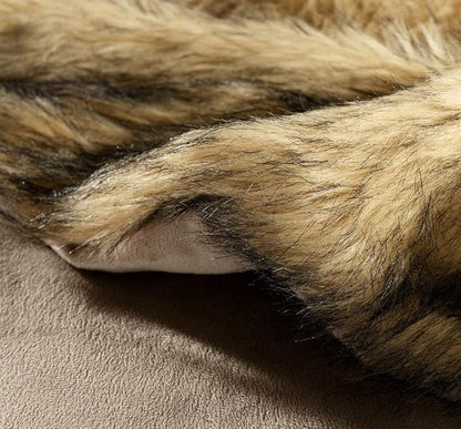 Luxury Plush Faux Fur Throw Blanket, Long Pile Golden Yellow - Image 3