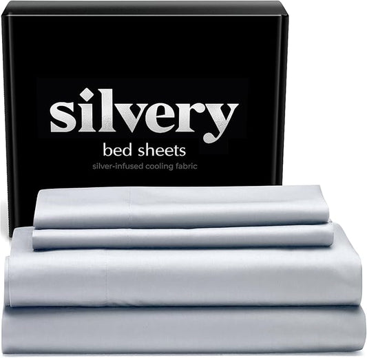 Silvery Silver Infused Bed Sheets Set by Silvery