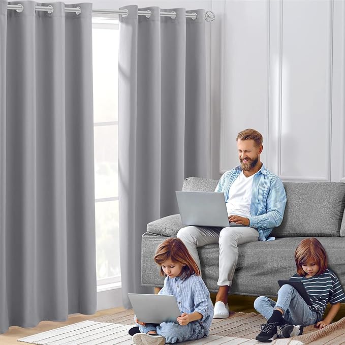 HOMEIDEAS Light Grey Blackout Curtains 42 X 84 Inch 2 Panels Room Darkening - Image 2