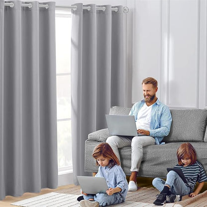 HOMEIDEAS Blackout Curtains for Bedroom 52 X 84 Inch Long 2 Panels Set Light - Image 2