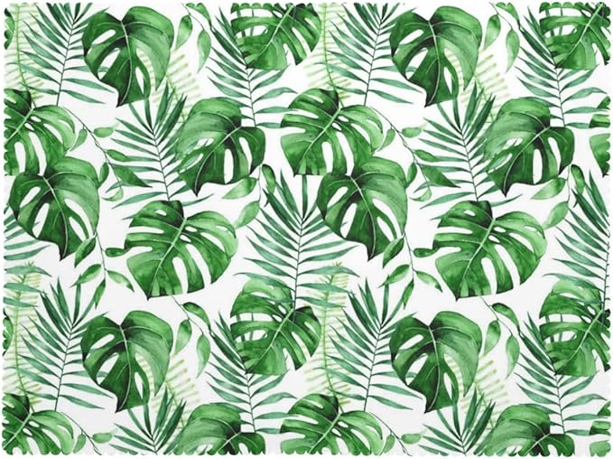 Tropical Palm Leaves Tablecloth Green Monstera Leaf Watercolor Herbs Table - Image 7