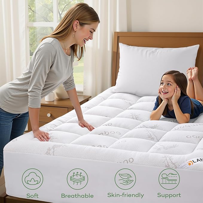OLANLY King Mattress Topper – Viscose Made from Bamboo, Cooling Soft King - Image 8