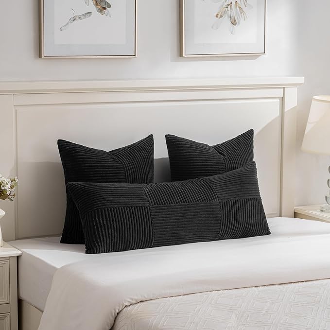 Fancy Homi 2 Packs Black Decorative Throw Pillow Covers 18x18 Inch - Image 5