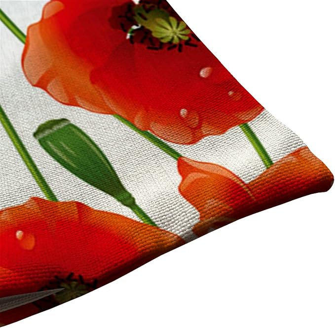 Solekla Red Poppy Flowers Waist Lumbar Cotton Linen Throw Pillow case Cushion - Image 5