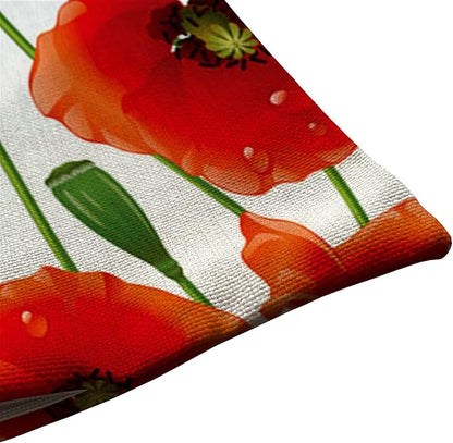 Solekla Red Poppy Flowers Waist Lumbar Cotton Linen Throw Pillow case Cushion - Image 5