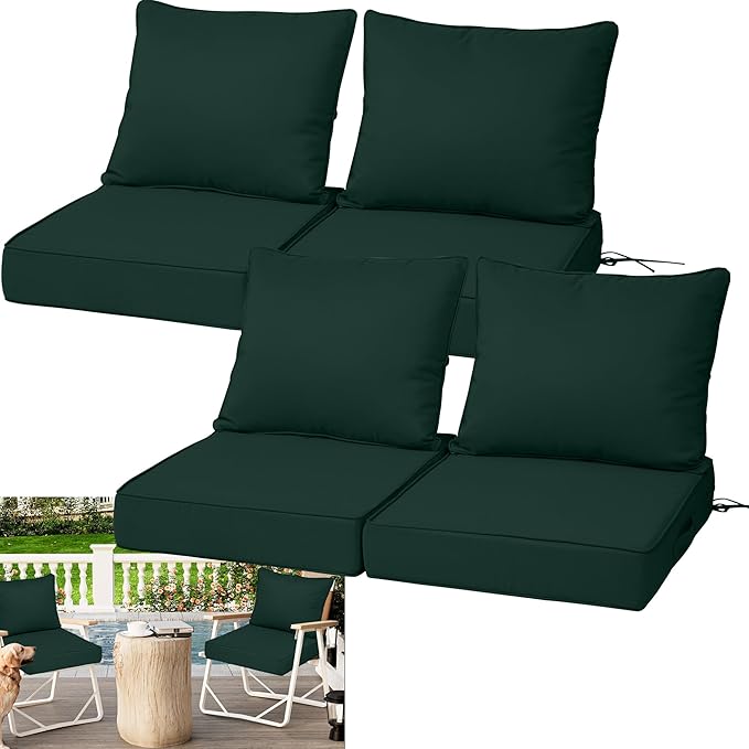 Waterproof Outdoor Chair Cushion Set of 4, Outdoor Cushions by Vulacko