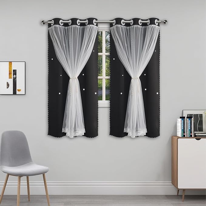 Cute Blackout Curtains with Sheer Overlay by Ftinala